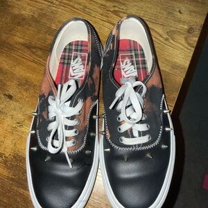 Vans Black and Orange Plaid Sneakers
